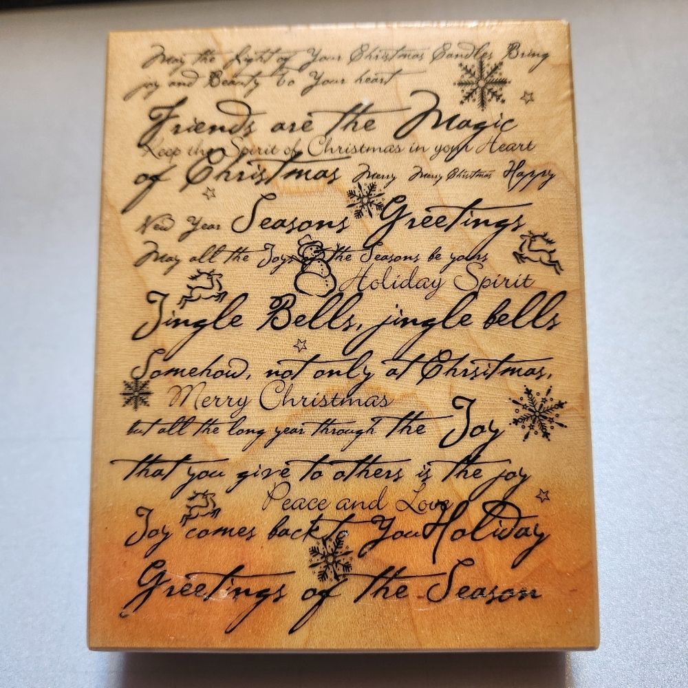 Stamp Wooden Writing Christmas - K3221 2001 PSX Christmas Greetings Friends
